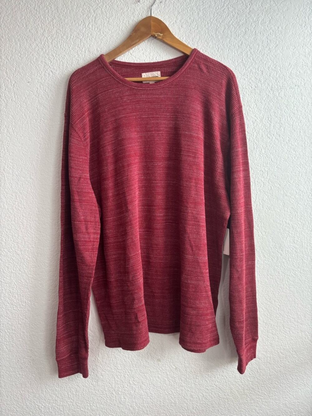 Lucky Brand Red Waffle Knit Thermal Crewneck Mens XXL New